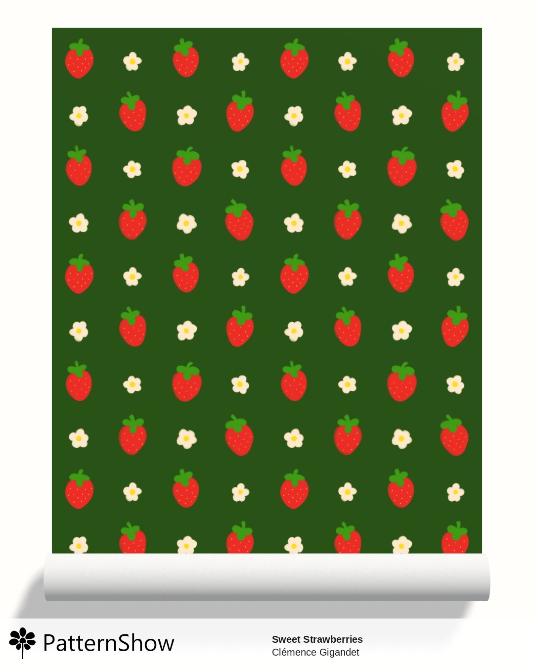 Sweet Strawberries wallpaper - Strawberry Red on Green