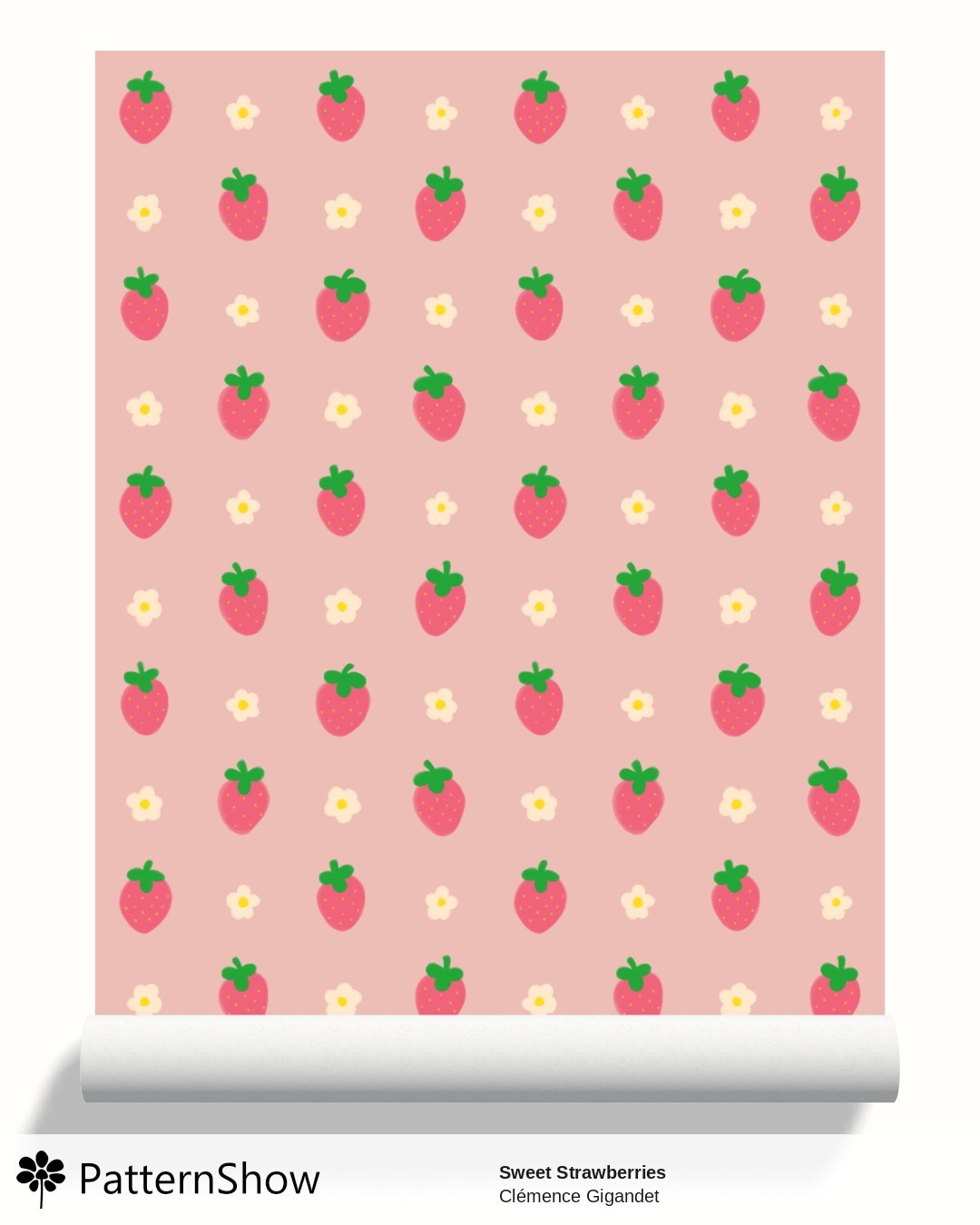 Sweet Strawberries wallpaper - Strawberry Pink on Pink