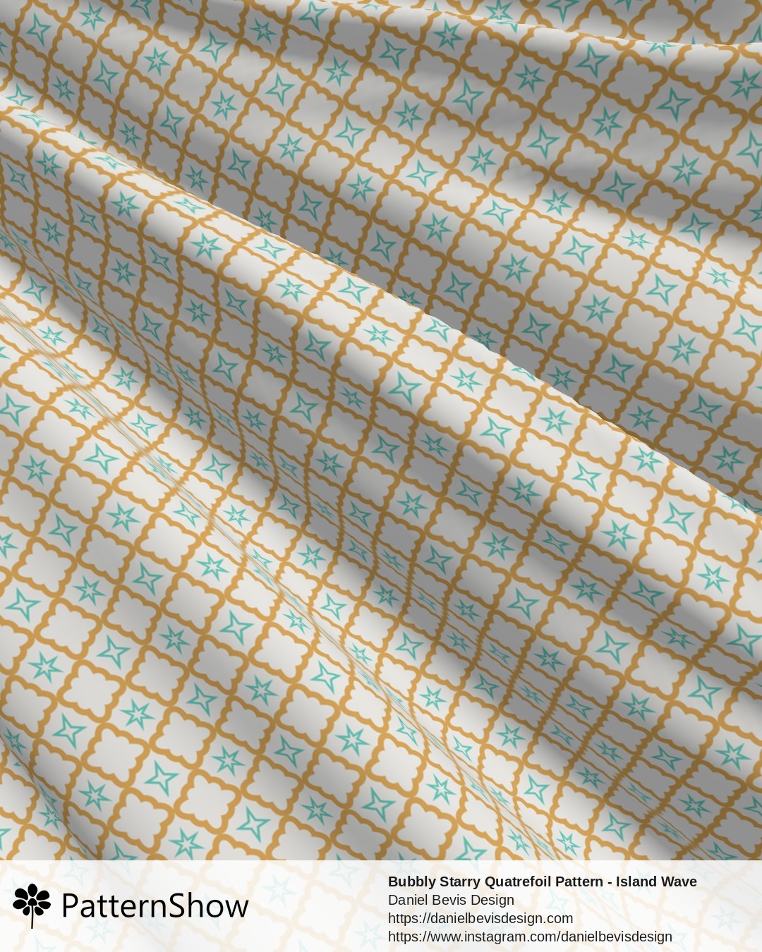 Bubbly Starry Quatrefoil Pattern - Island Wave Blue, Sunshine Yellow and White - Lush Teal, Gold and White