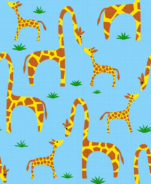 Yellow and Brown Giraffe on Blue Background