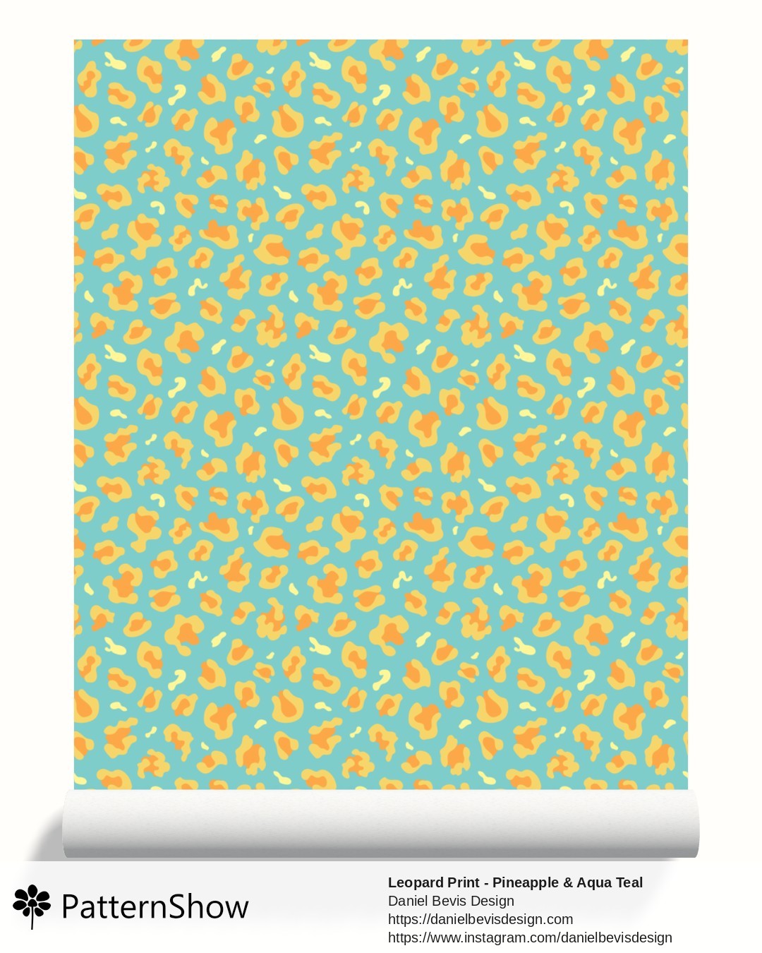 Leopard Print - Pineapple & Aqua Teal wallpaper - Pineapple and Aqua Teal