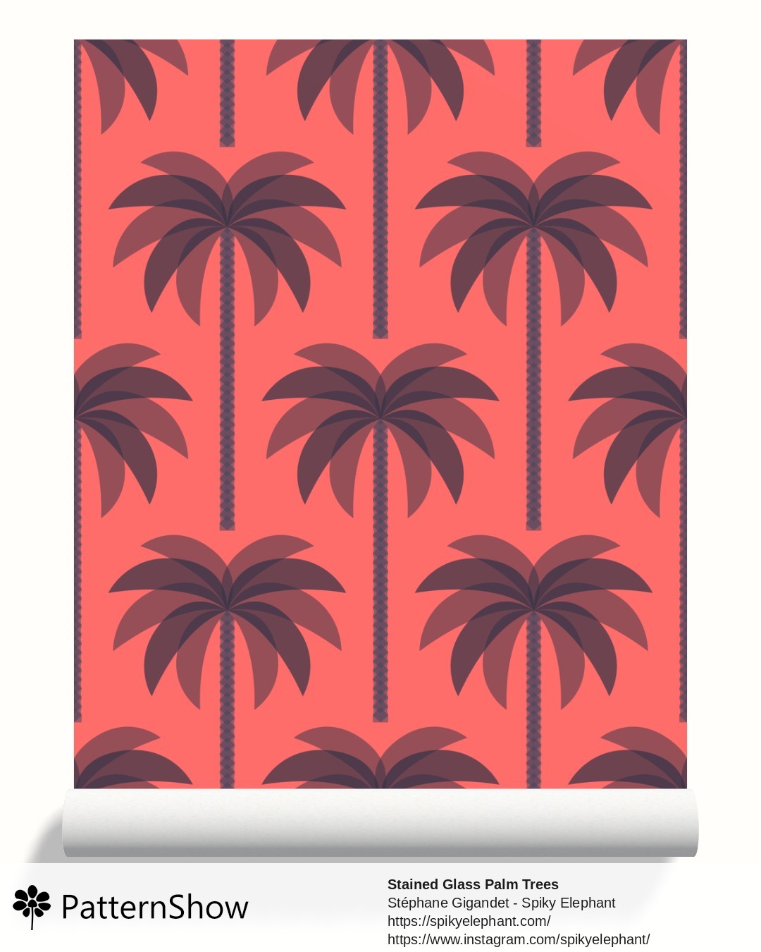 Stained Glass Palm Trees wallpaper - stained-glass-palm-trees.havana-coral-deep-indigo.3600x4500