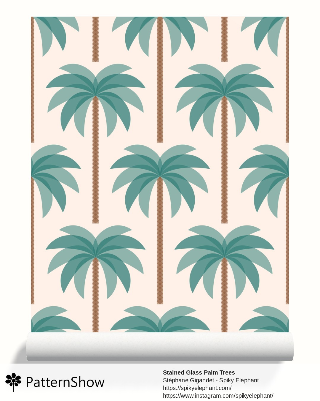 Stained Glass Palm Trees wallpaper - stained-glass-palm-trees.fiji-teal-sand-cream-background.3600x4500