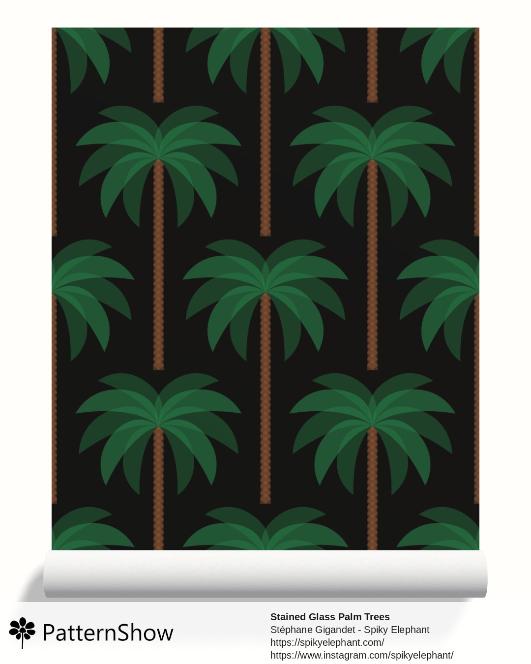 Stained Glass Palm Trees wallpaper - stained-glass-palm-trees.arabian-nights-green-black-background.3600x4500