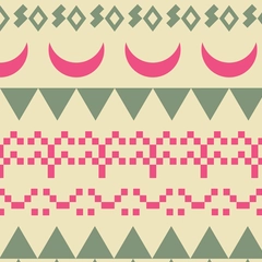 Tribal Moon, Land and Sea Print - Pistachio, Blossom Pink and Cream
