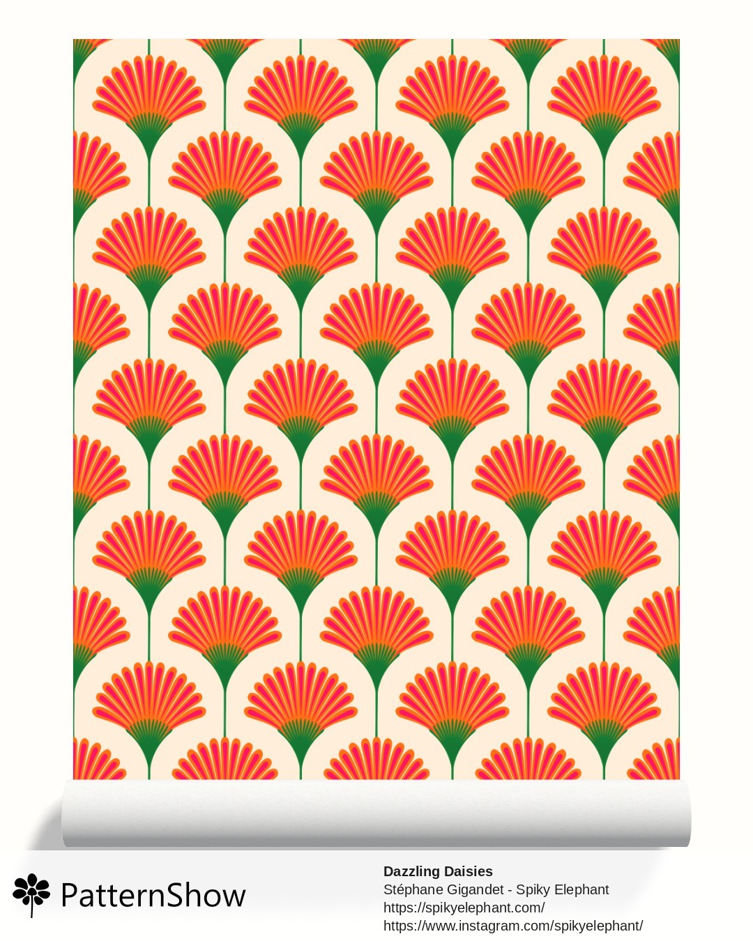 Dazzling Daisies wallpaper - Bright Orange Pink