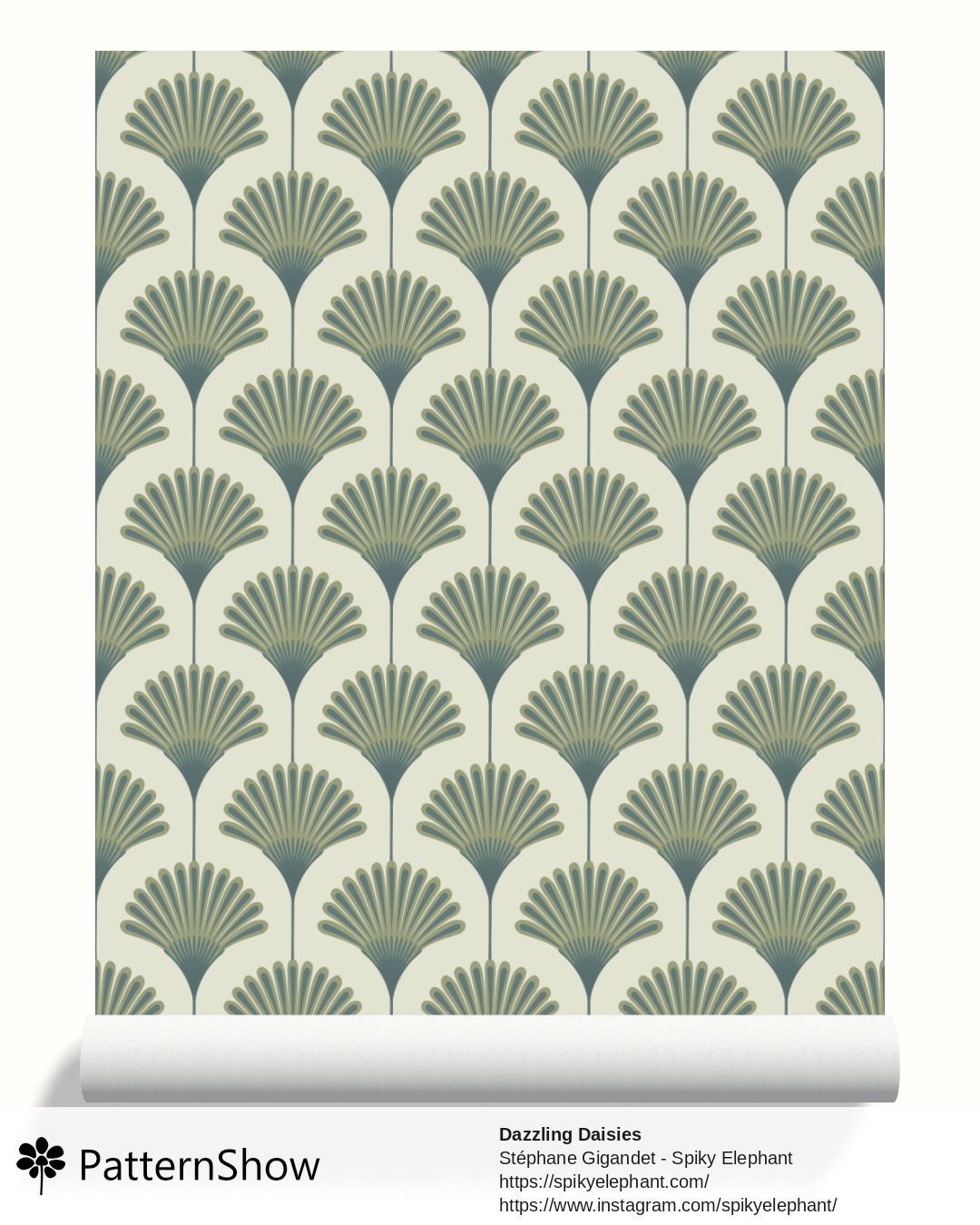 Dazzling Daisies wallpaper - Olive Green Teal