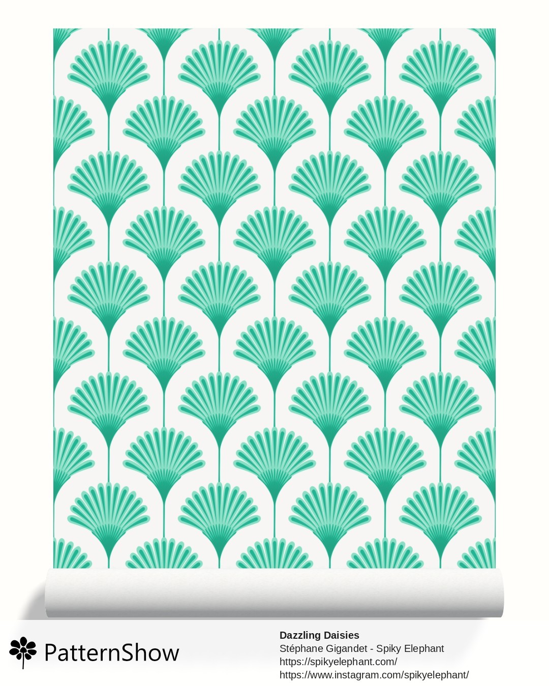 Dazzling Daisies wallpaper - Turquoise Green