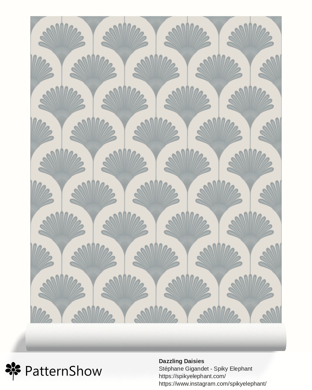 Dazzling Daisies wallpaper - Neutral Grey Blue