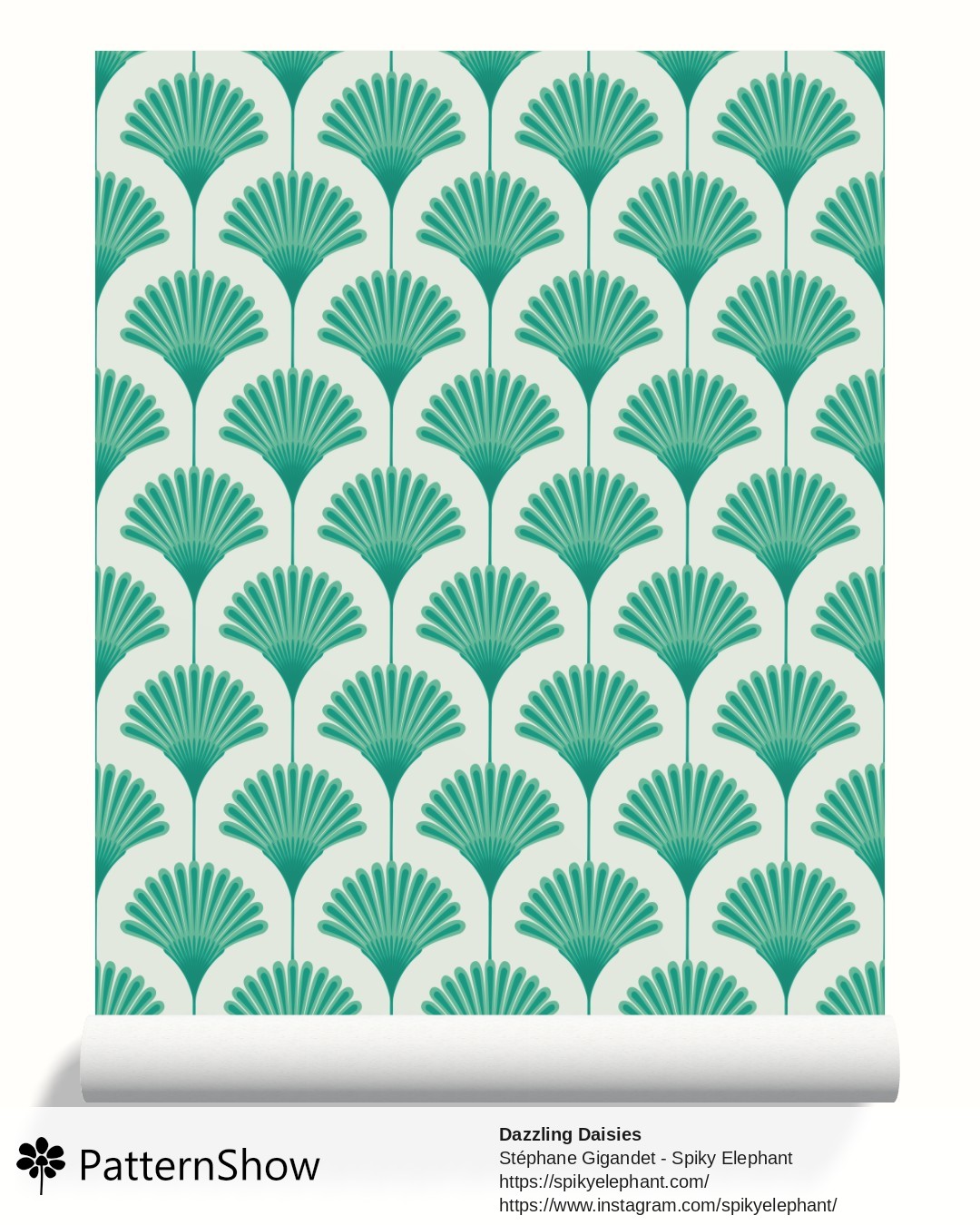 Dazzling Daisies wallpaper - Emerald Green Blue