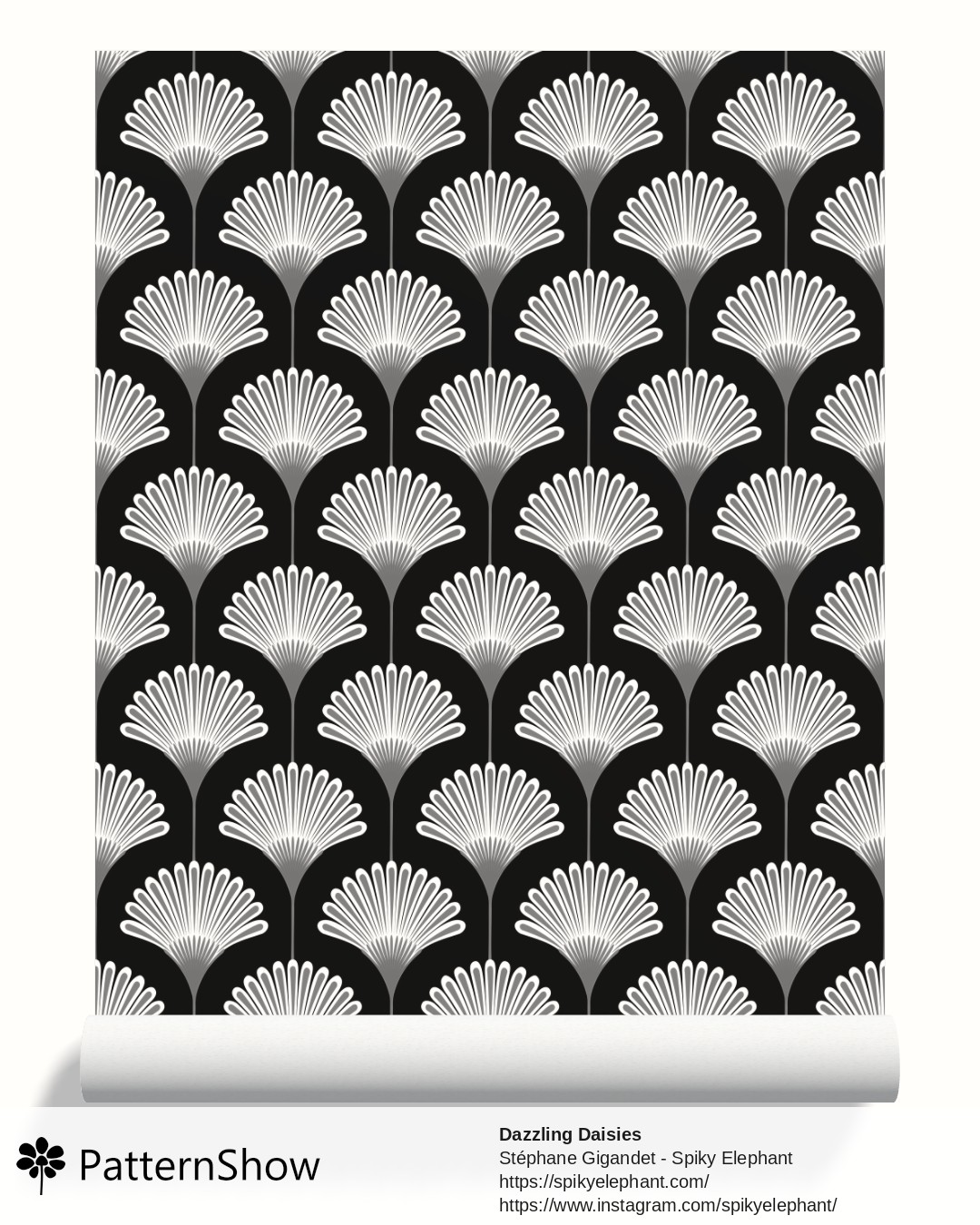Dazzling Daisies wallpaper - Black White Grey