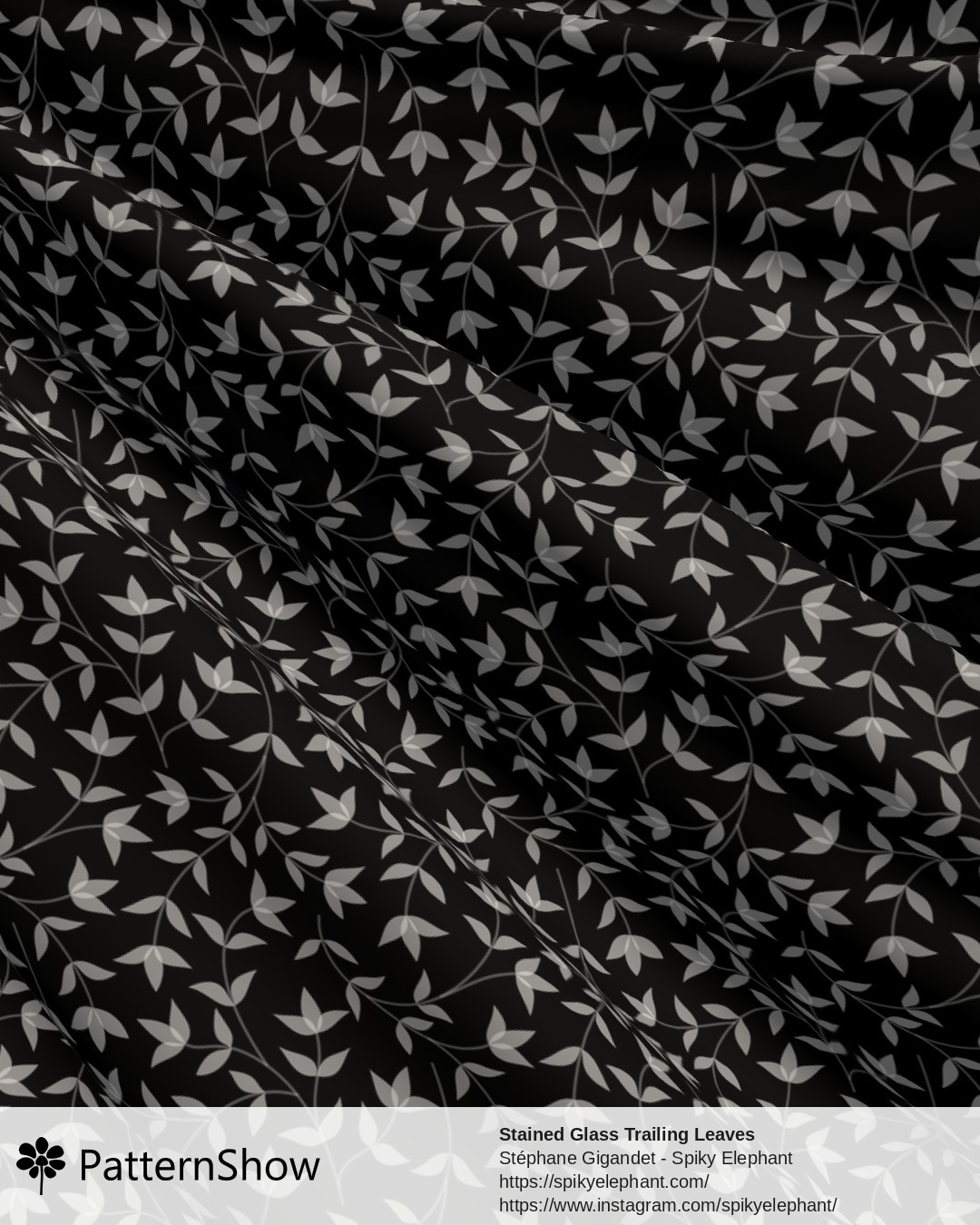 Stained Glass Trailing Leaves - Black White