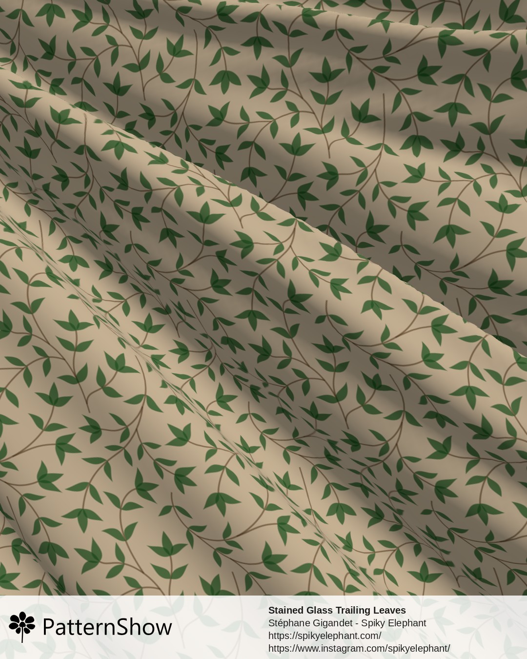 Stained Glass Trailing Leaves - Sand Cream Green