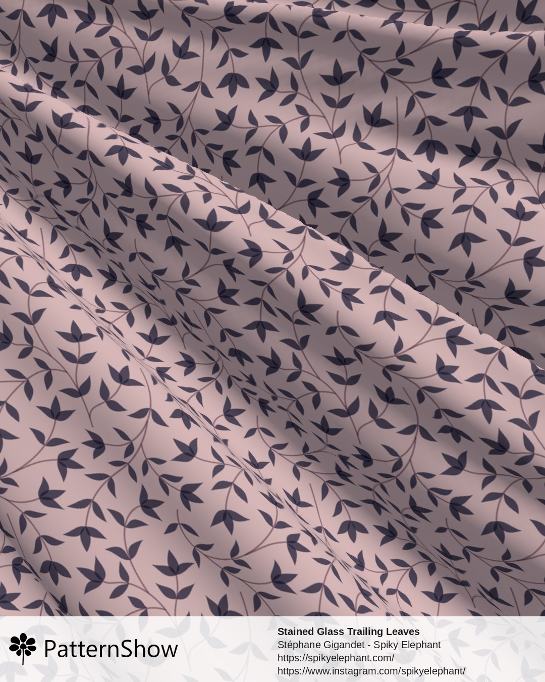 Stained Glass Trailing Leaves - Cherry Blossom Pink Mauve