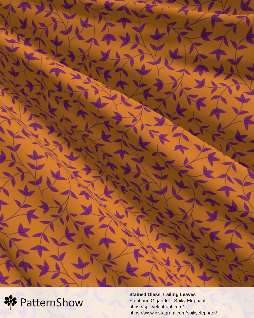 Stained Glass Trailing Leaves - Saffron Orange Purple