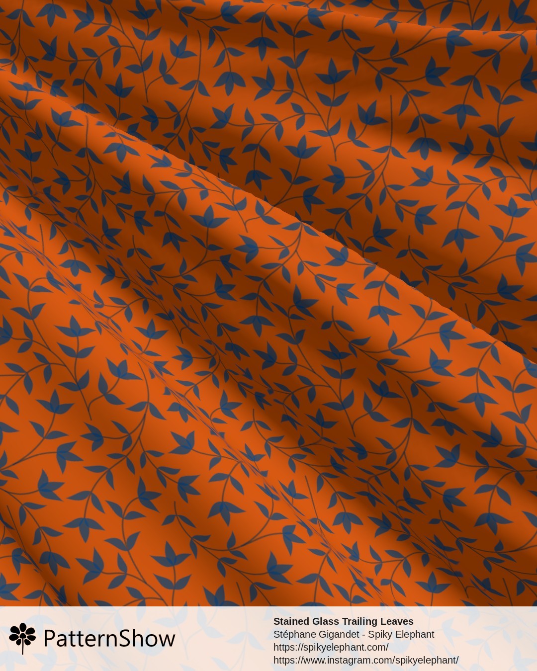Stained Glass Trailing Leaves - Sunset Orange Blue