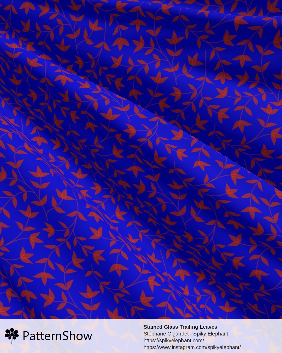 Stained Glass Trailing Leaves - Electric Blue and Red