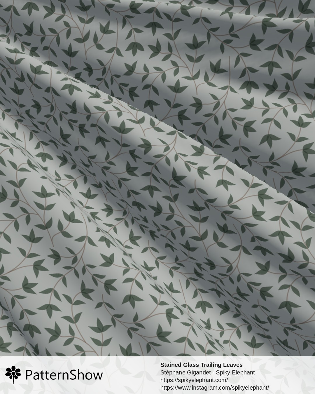 Stained Glass Trailing Leaves - Sage Green Dusty Blue