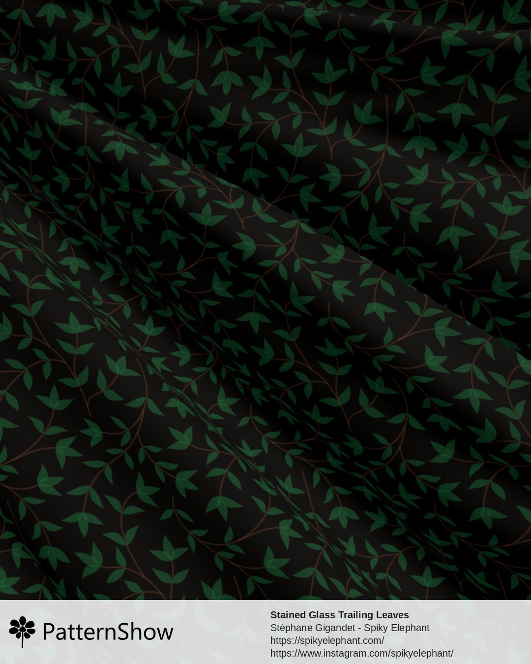 Stained Glass Trailing Leaves - Oasis Green Black