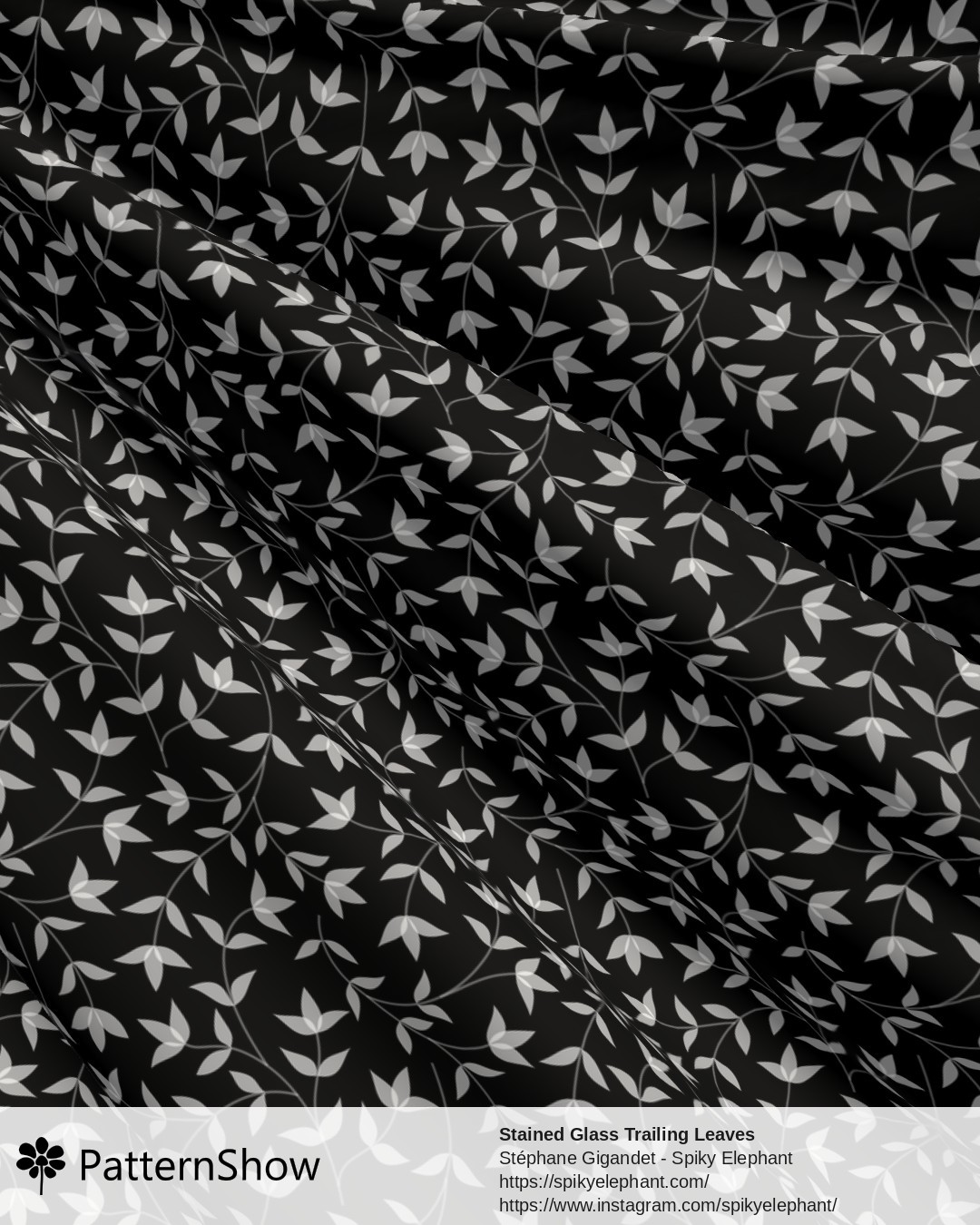 Stained Glass Trailing Leaves - Black White