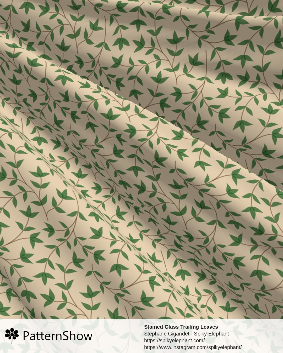 Stained Glass Trailing Leaves - Sand Cream Green