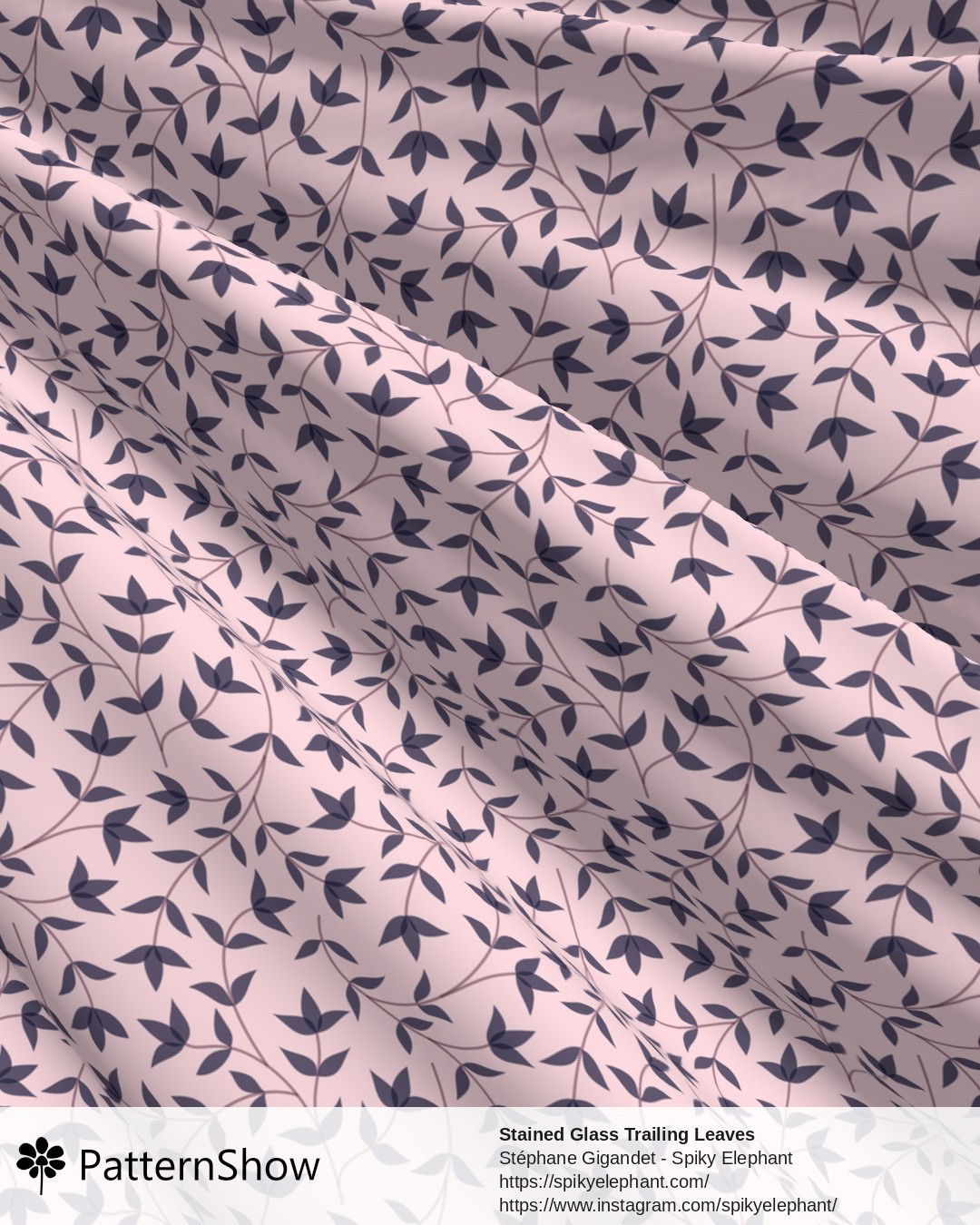 Stained Glass Trailing Leaves - Cherry Blossom Pink Mauve