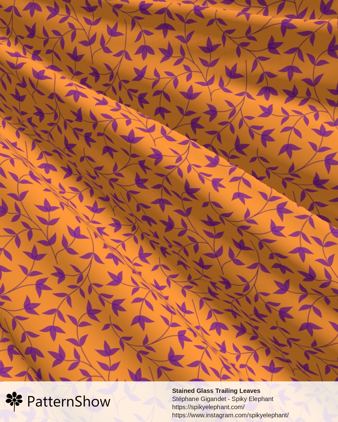 Stained Glass Trailing Leaves - Saffron Orange Purple