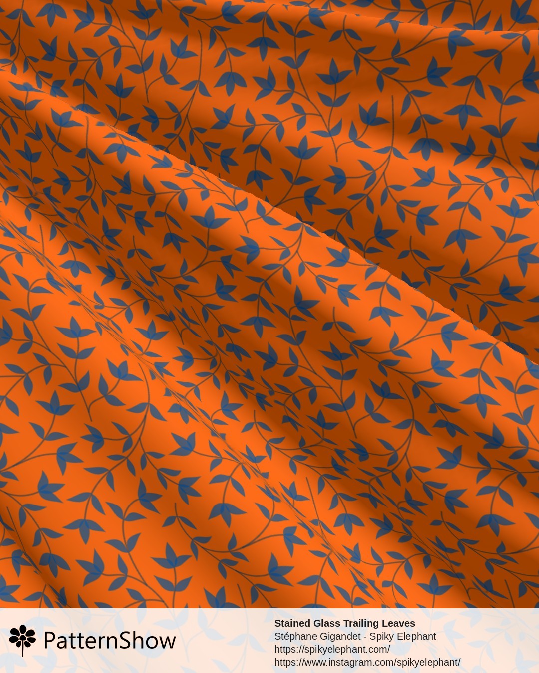 Stained Glass Trailing Leaves - Sunset Orange Blue