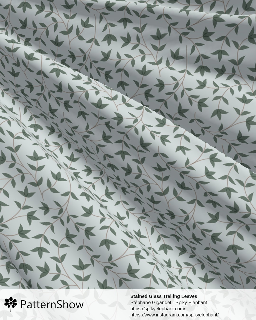Stained Glass Trailing Leaves - Sage Green Dusty Blue