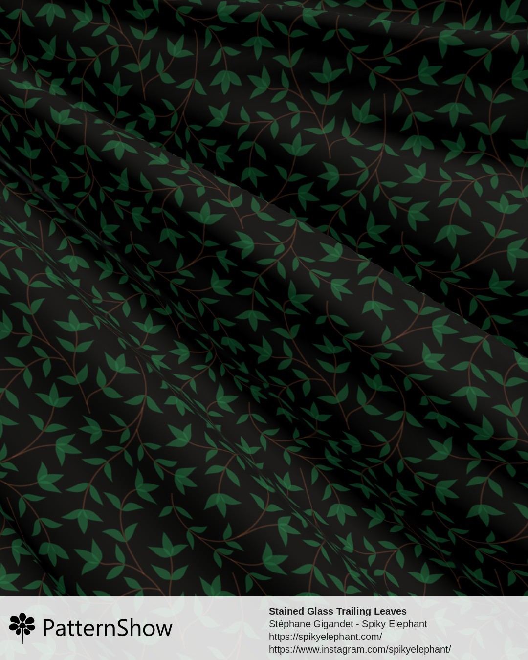 Stained Glass Trailing Leaves - Oasis Green Black