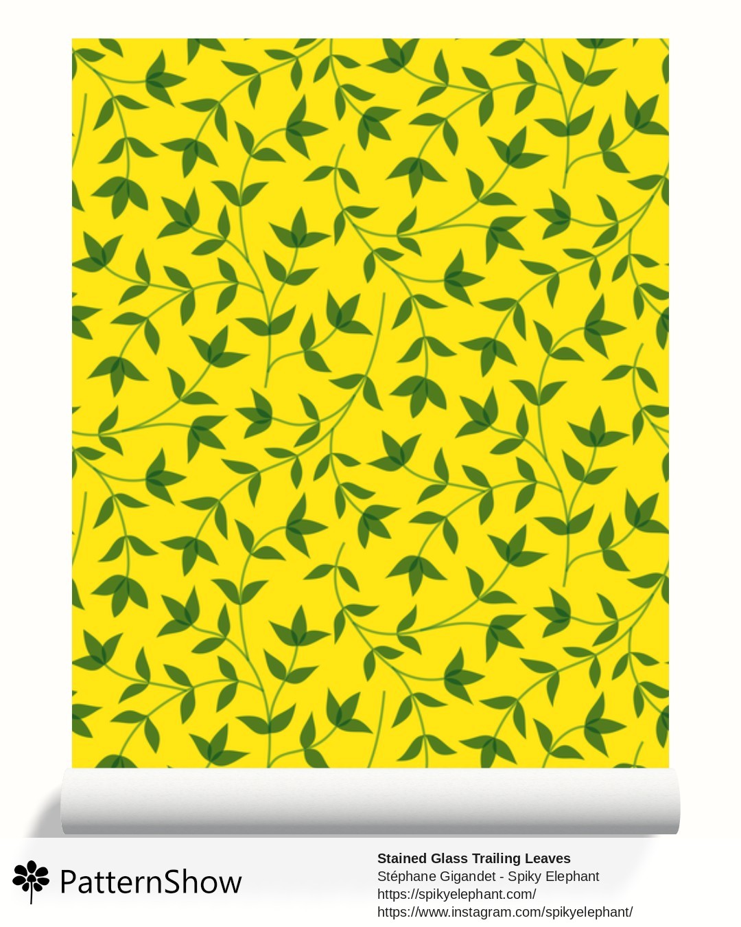Stained Glass Trailing Leaves wallpaper - Rio Carnival Yellow Green