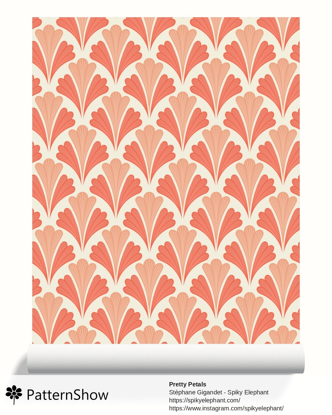 Pretty Petals wallpaper - Red Orange Terracotta