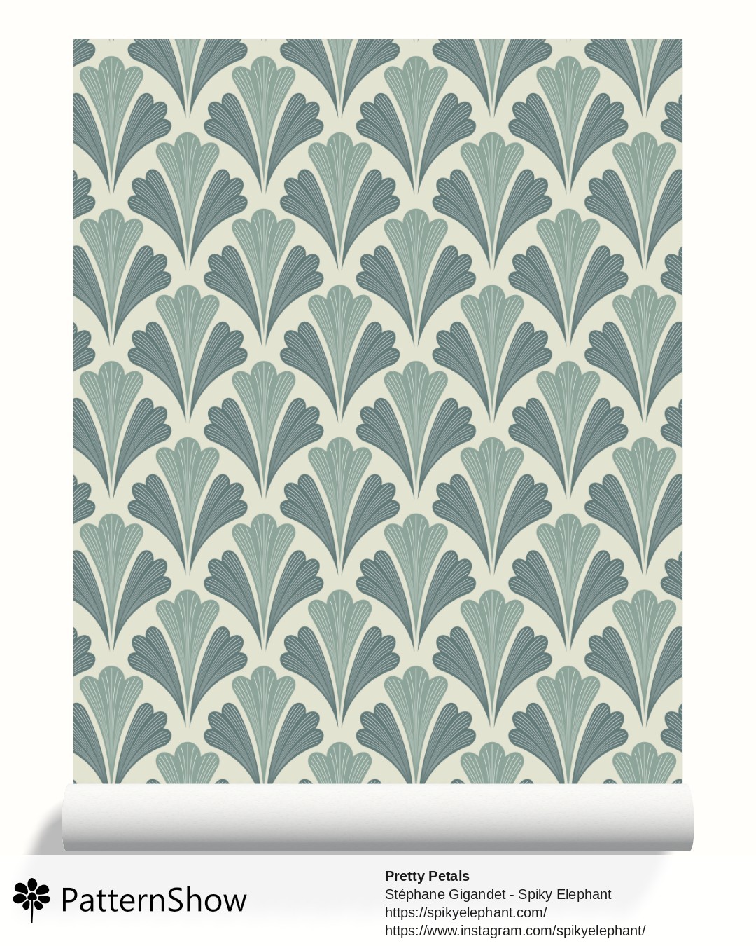 Pretty Petals wallpaper - Hunter Green Grey Teal