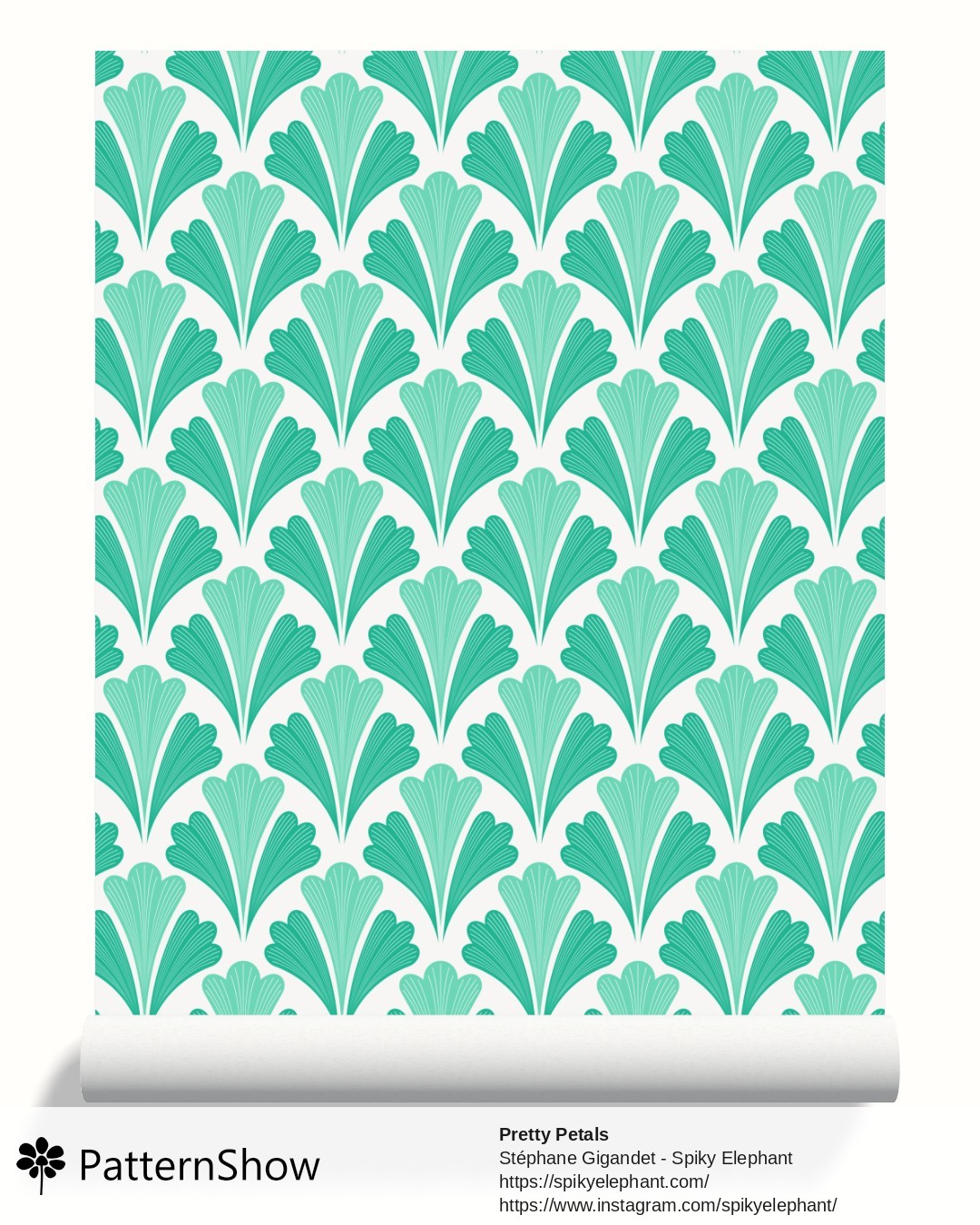 Pretty Petals wallpaper - Aqua Turquoise Green