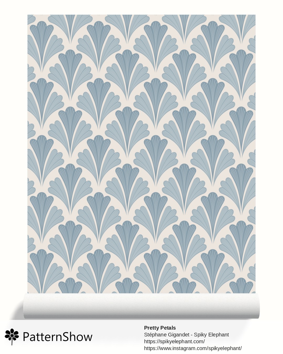 Pretty Petals wallpaper - Dusty Muted Steel Blue