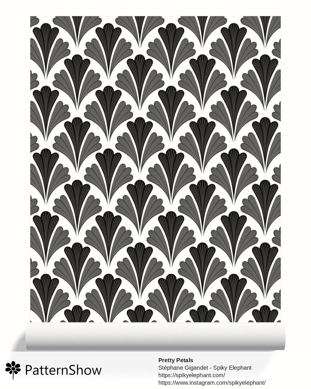 Pretty Petals wallpaper - Bold Black White Grey
