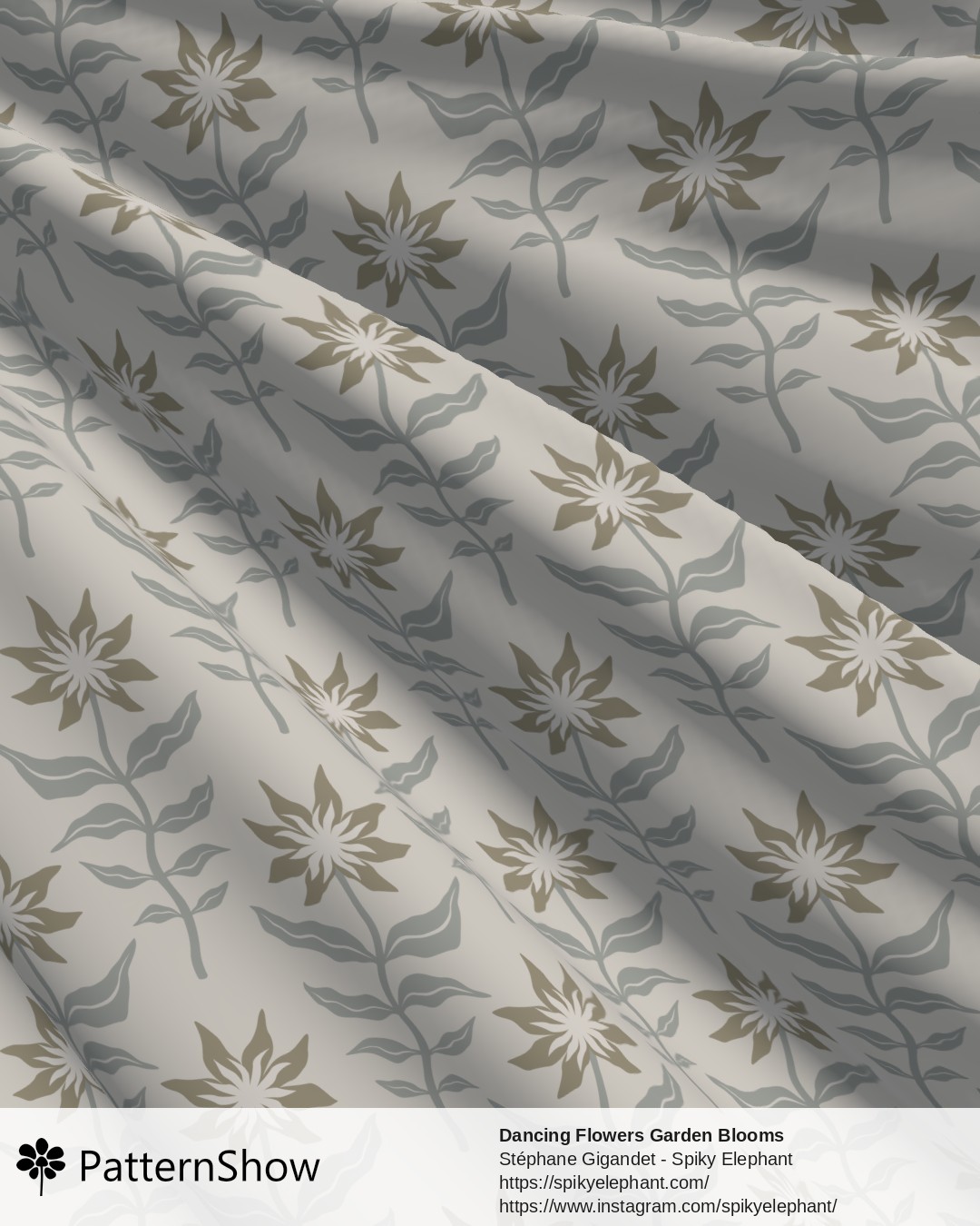 Dancing Flowers Garden Blooms - Neutral Soft Grey Taupe Pale Beige