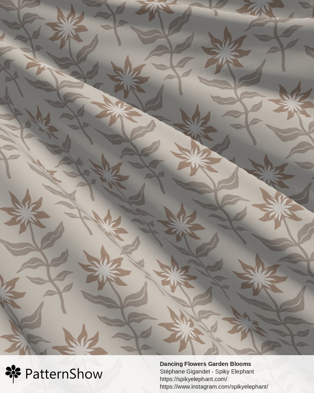 Dancing Flowers Garden Blooms - Soft Neutral Beige Tan Brown Earth Tones
