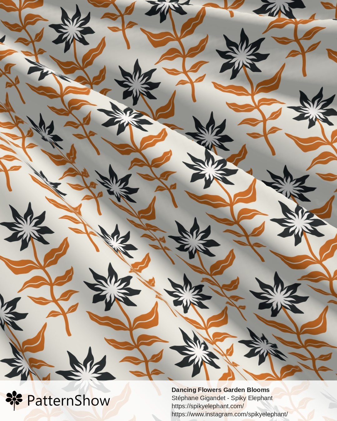 Dancing Flowers Garden Blooms - Halloween Orange Brown Black