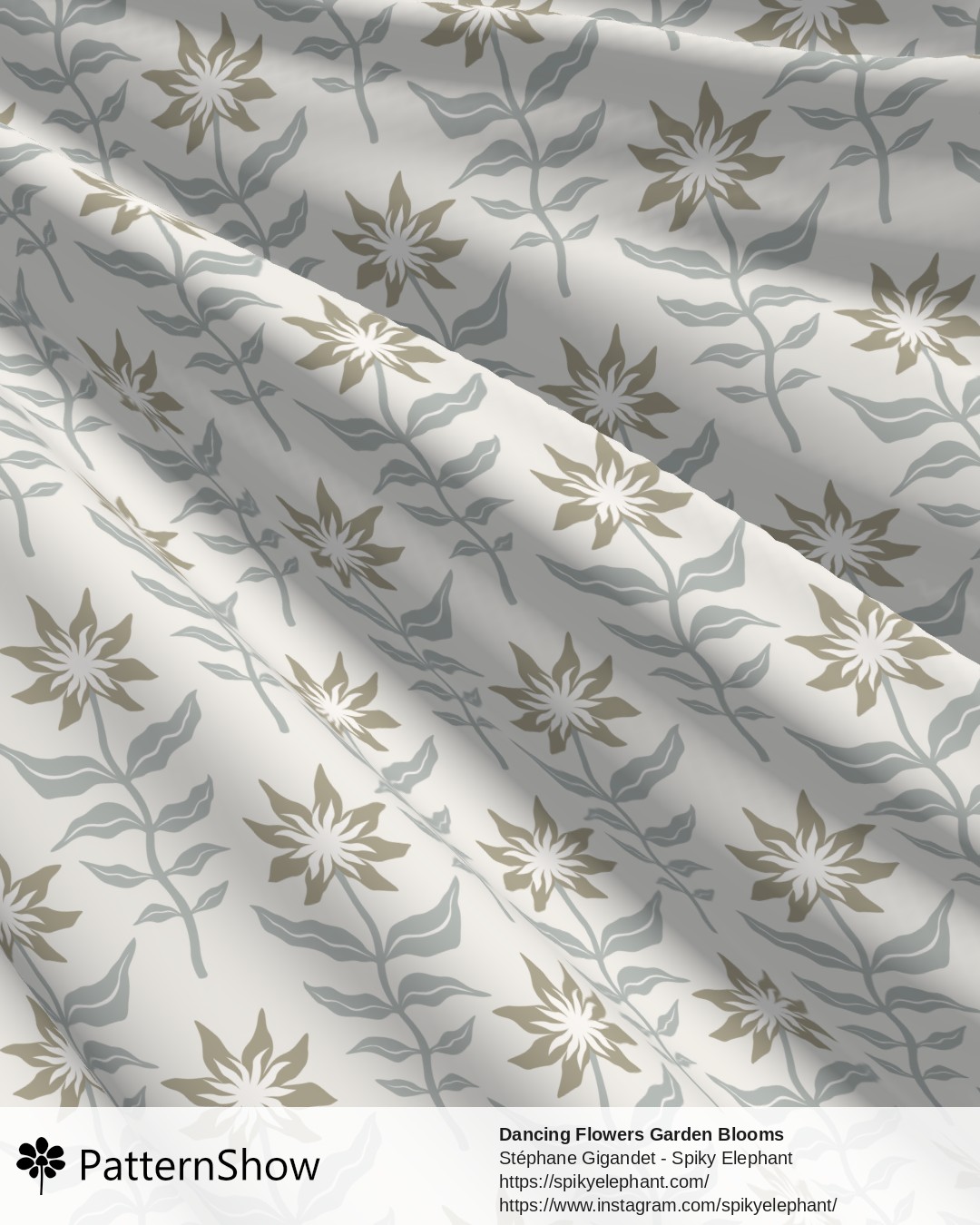 Dancing Flowers Garden Blooms - Neutral Soft Grey Taupe Pale Beige