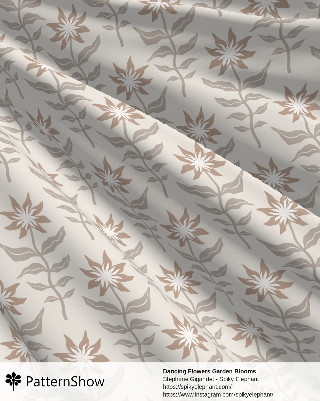 Dancing Flowers Garden Blooms - Soft Neutral Beige Tan Brown Earth Tones