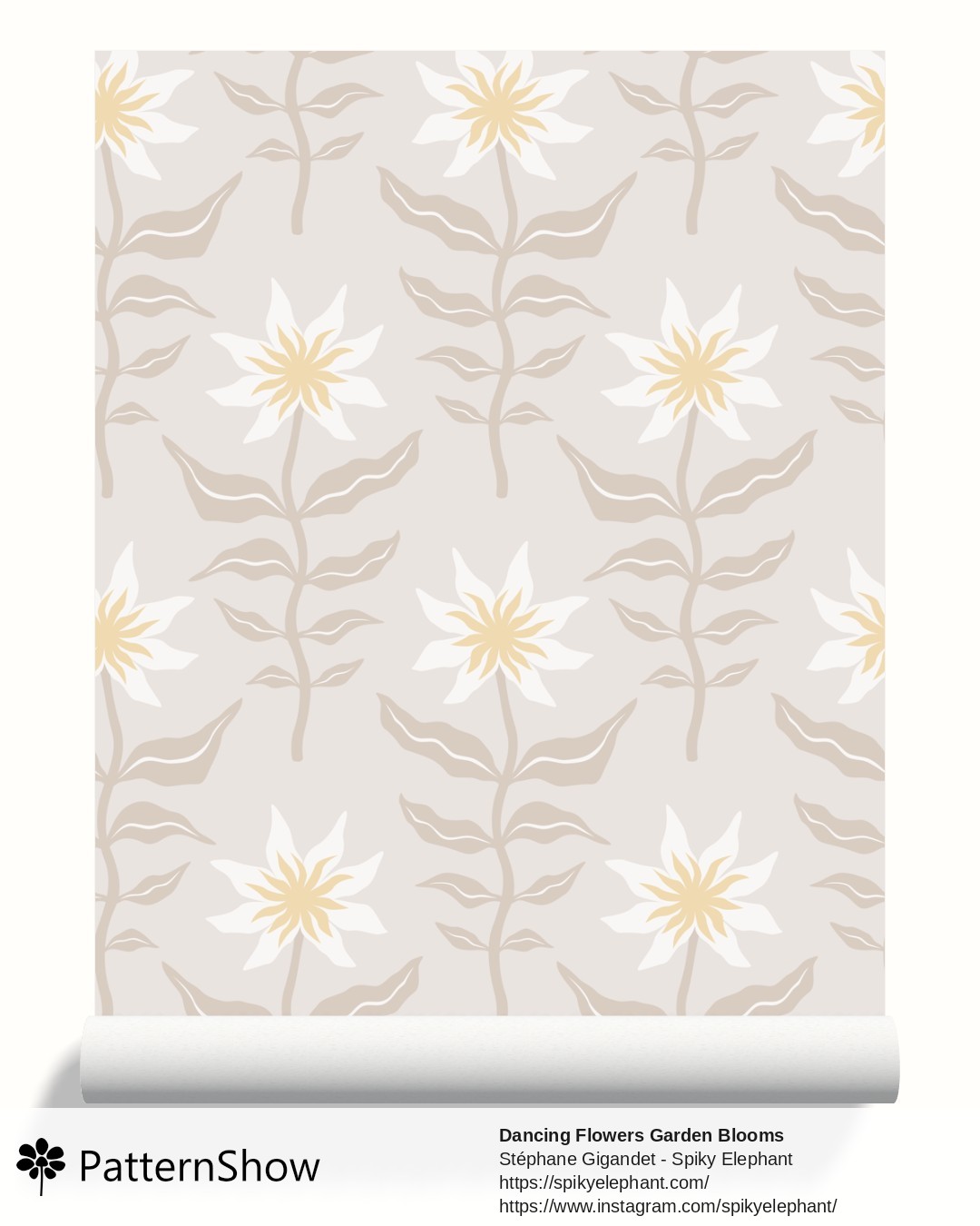 Dancing Flowers Garden Blooms wallpaper - Sunny Yellow Ivory Beige Pastel Cream