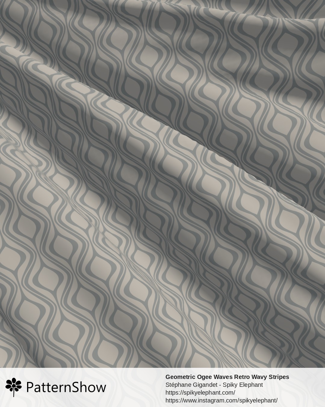 Geometric Ogee Waves Retro Wavy Stripes - Soft Beige Neutral Grey