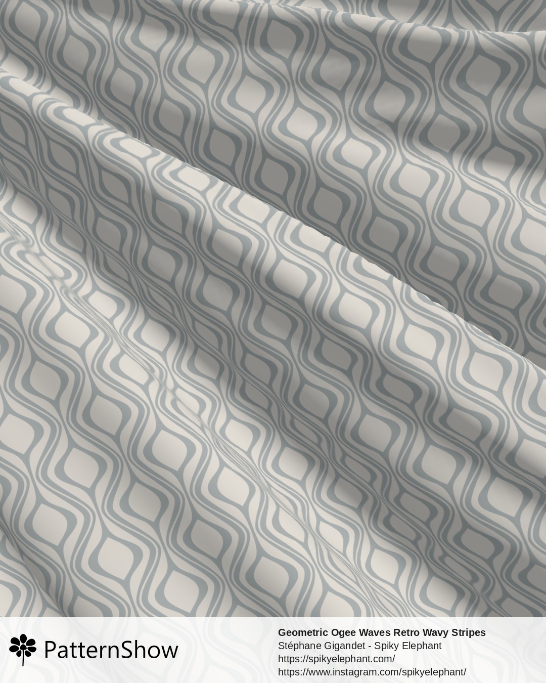 Geometric Ogee Waves Retro Wavy Stripes - Soft Beige Neutral Grey