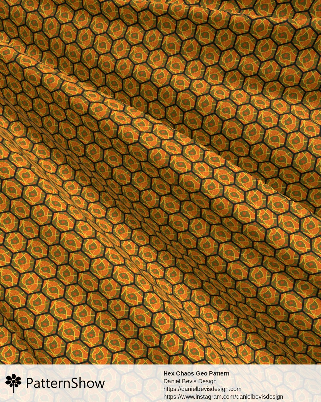 Hex Chaos Geo Pattern - Pumpkin Fields