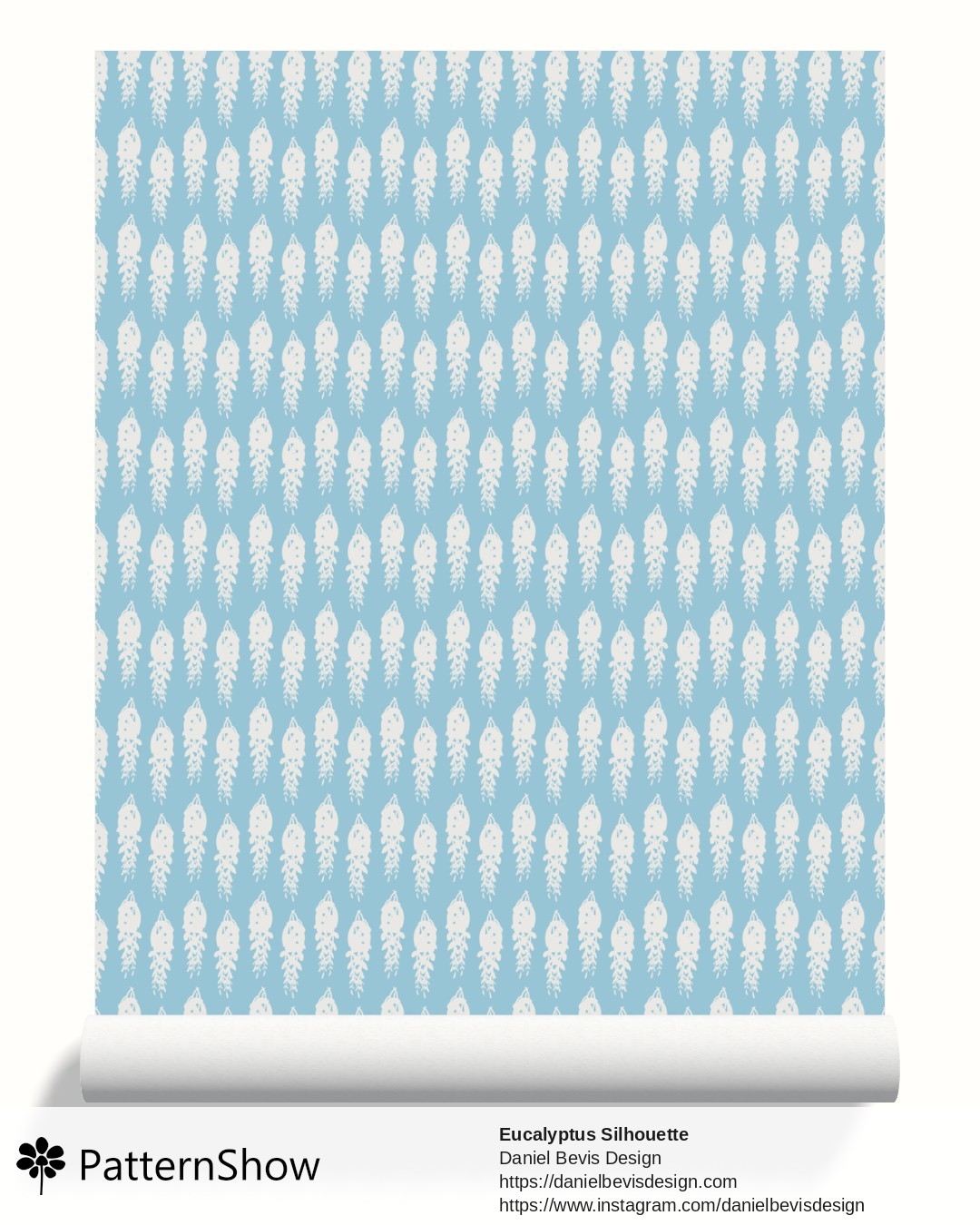Eucalyptus Silhouette  wallpaper - Island Wave Blue