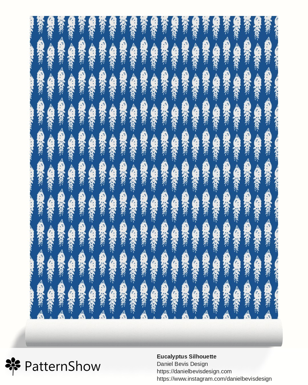 Eucalyptus Silhouette  wallpaper - Greek Blue
