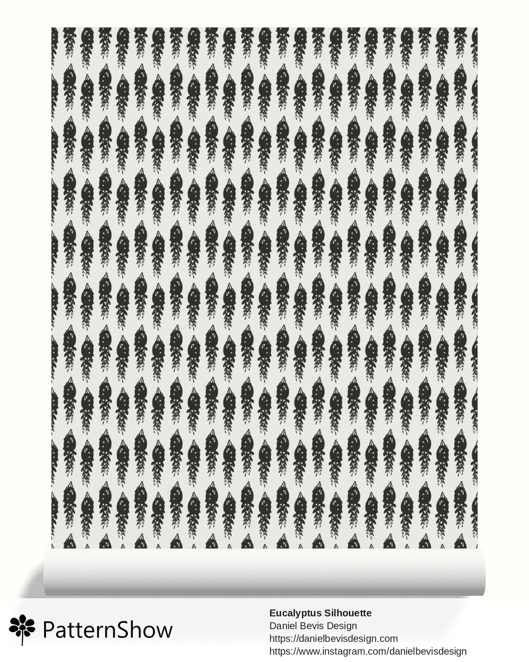 Eucalyptus Silhouette  wallpaper - Onyx Black Inverse