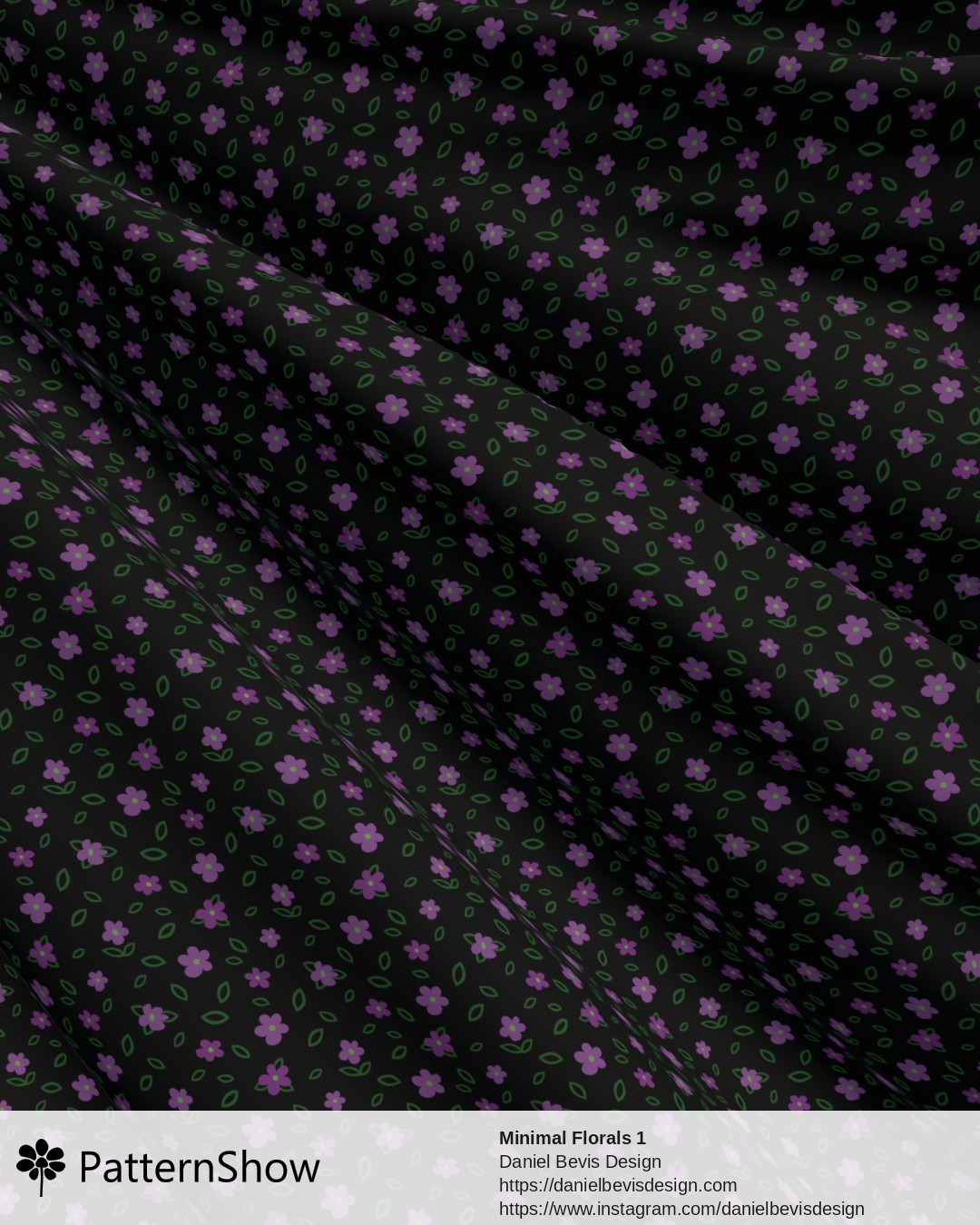 Minimal Florals 1 - Purple, Green and Black