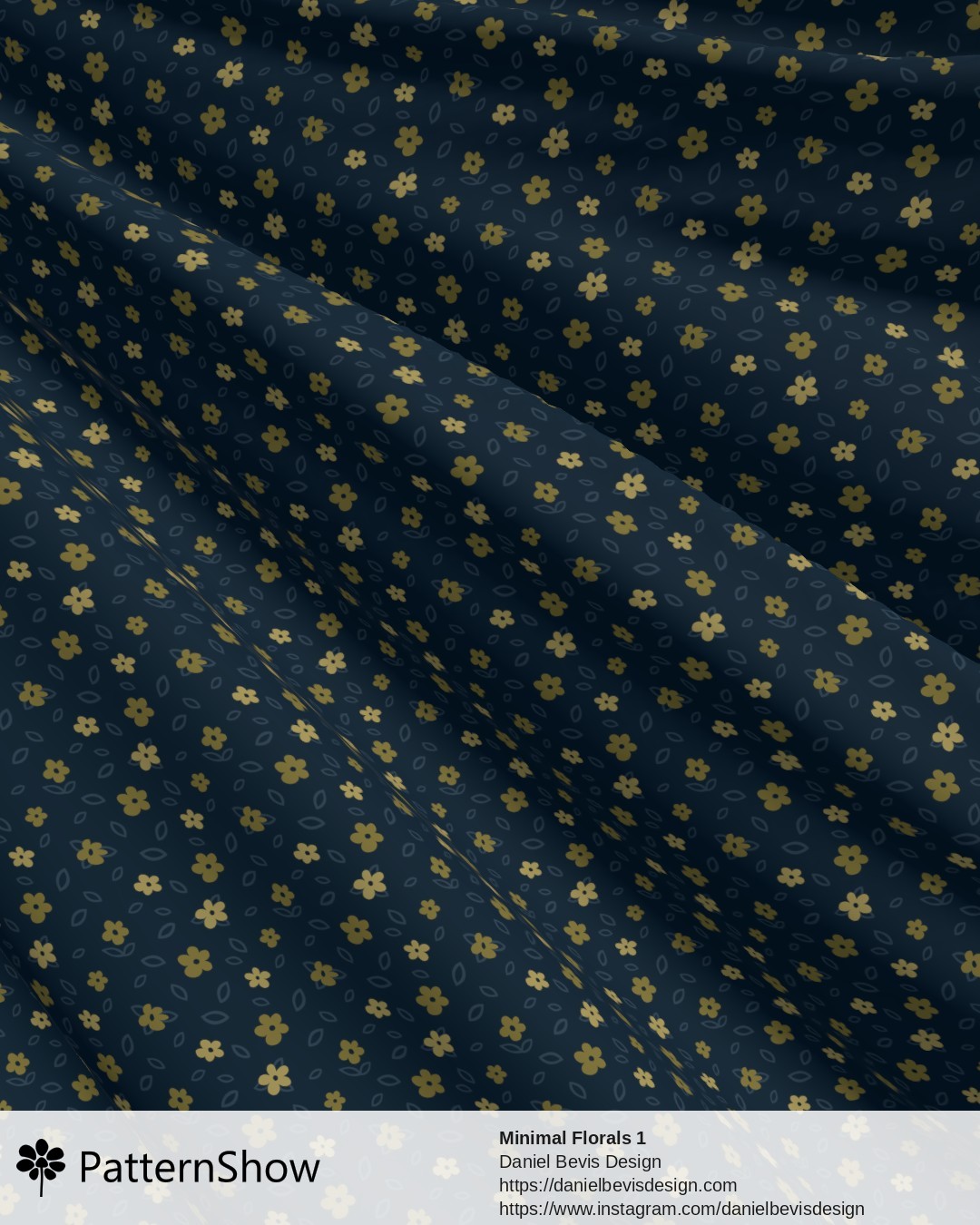 Minimal Florals 1 - Navy and Gold